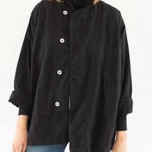 Vintage Black Side Button Artist Smock Jacket